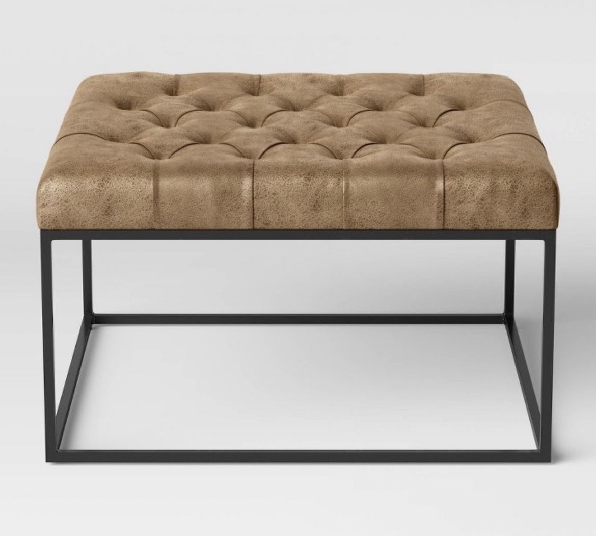 Trubeck tufted faux leather, metal base cocktail ottoman by Project 62. Brand new. Pickup SUMMERLIN