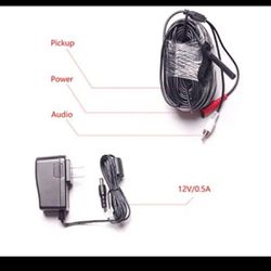 IHOMEGUARD CCTV  Enabled 60 Feet Preamp Powered Microphone Cable + Power Adapter
