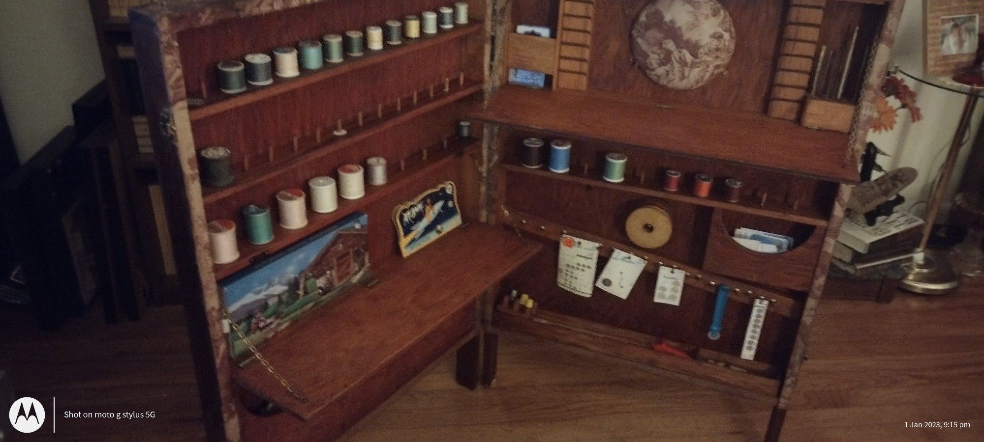 Antique PORTABLE Seamstress Cabinet 