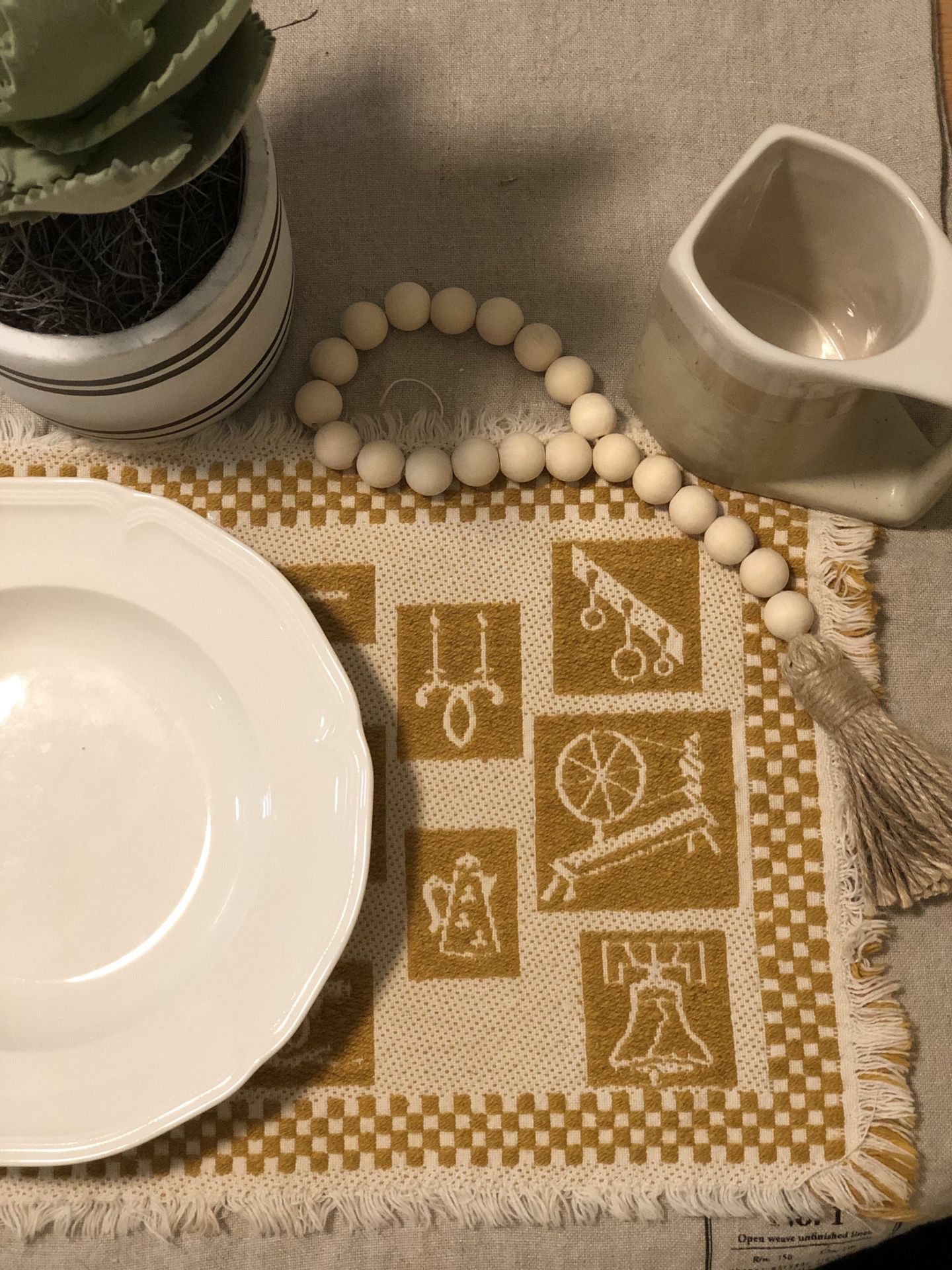 Farmhouse 1940’s woven placements/ chargers - kitchen