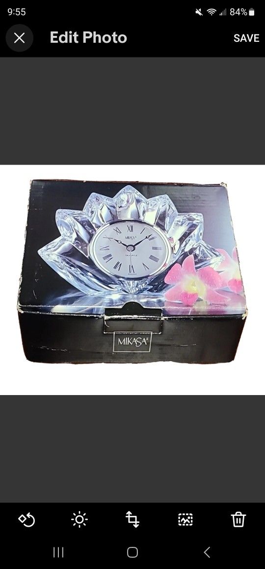 Rare Vintage Mikasa Fleurisse German Quartz Desk Clock Crystal Made in Japan