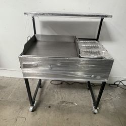 Plancha De 24” Con 3 Charolas Baño María Y Repisa | Incluye Manguera Con Regulador 