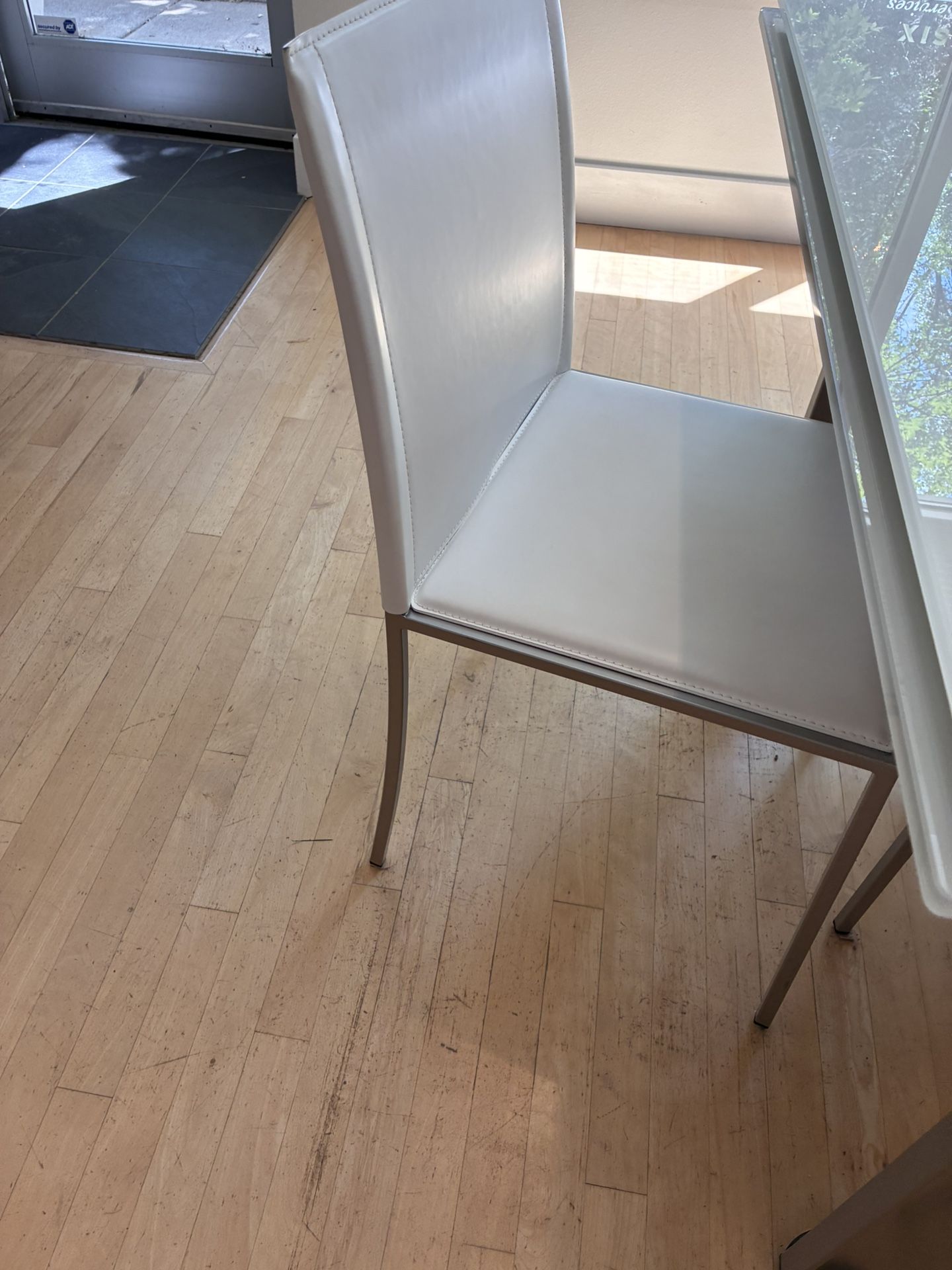  Calligaris White Leather DR Chairs (8)