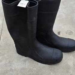 GEORGE Mens Steel Toe Slip Resistant Waterproof Rain Rubber Black Safety Boots 10
