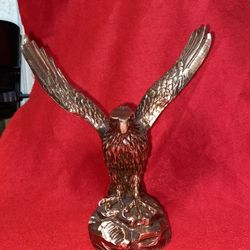 Vintage 8 Inch Copper Plated Alabaster Greek Eagle Statue Imported From Greece 