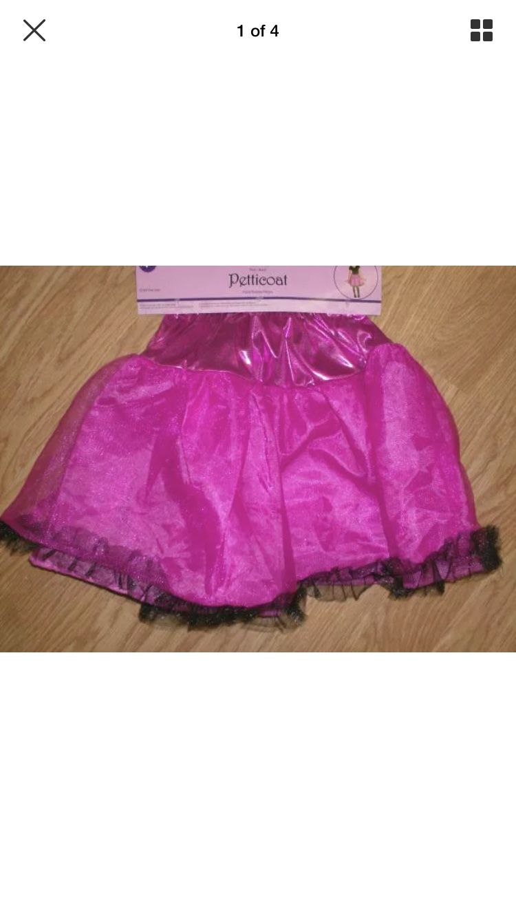 Girls Pink & Black Glitter PETTICOAT Tutu Skirt costume fairy rock star One Size