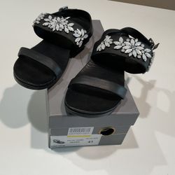 Lola Cruz Woman’s Black All Genuine Leather Sandals, Size 41