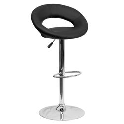 Adjustable Black Leather Swivel Barstool with Back Modern Comfortable Durable