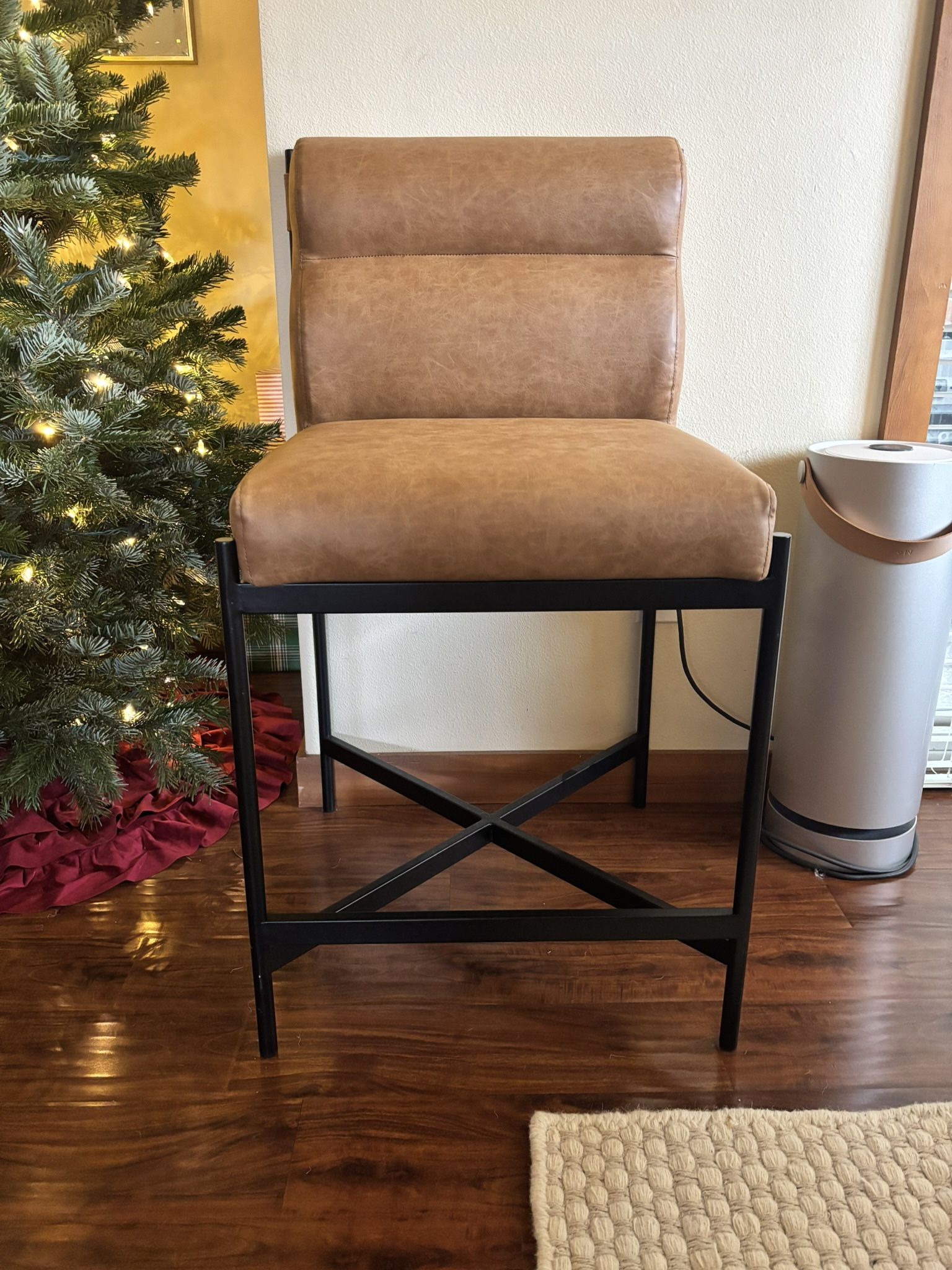 Thomasville Brown Leather Counter Stool