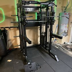 PRO SERIES Ultimate Half Rack Functional Trainer w/Smith Machine Bar | 400lb Stack | Gym Equipment | Fitness | Commercial | Squat Rack 