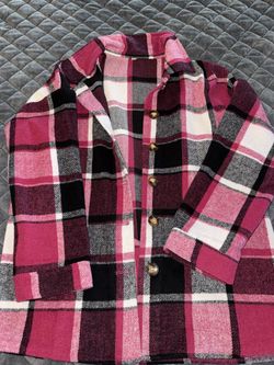 Hot Pink And Black plaid Coat 