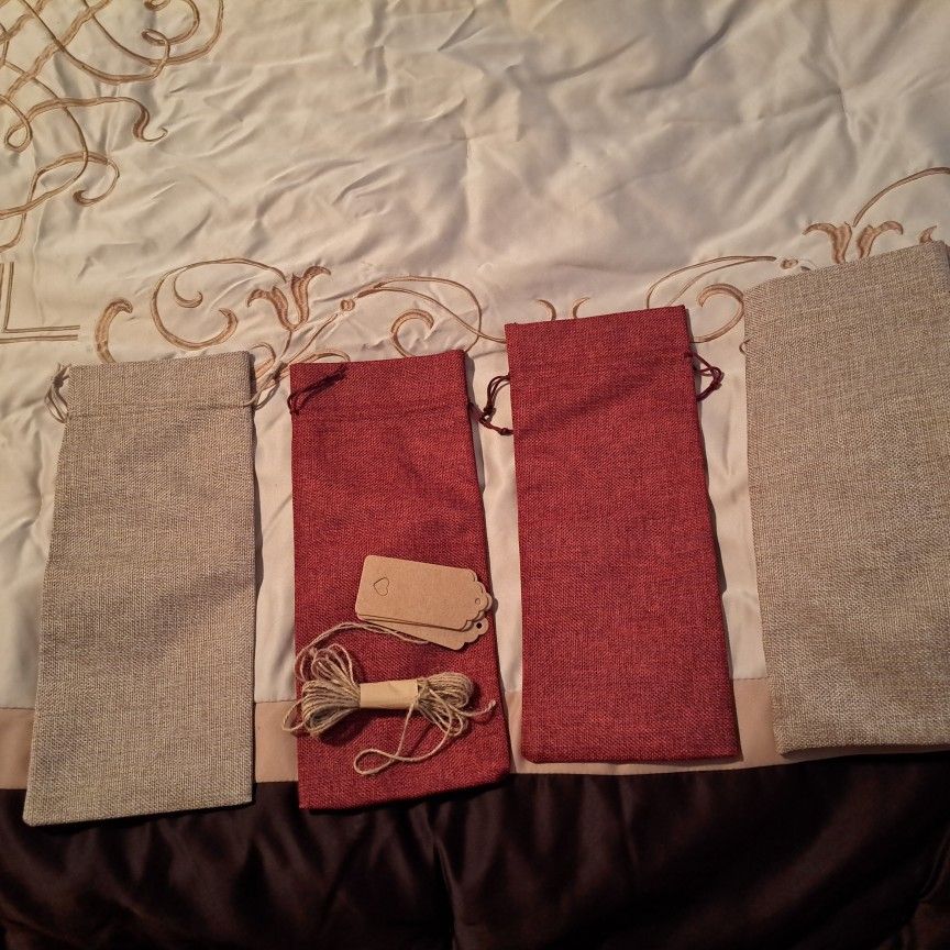 4 wine gift bags with gift tags And Wine Glass Charms