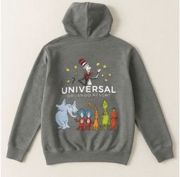 Dr. Seuss Orlando Resort Hoodie Full Zip Jacket Sz Small Cat In The Hat Grinch