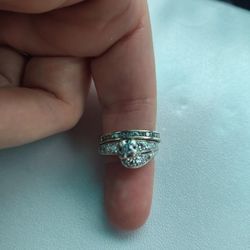 Diamond White Gold Wedding Band And Engagement Ring 