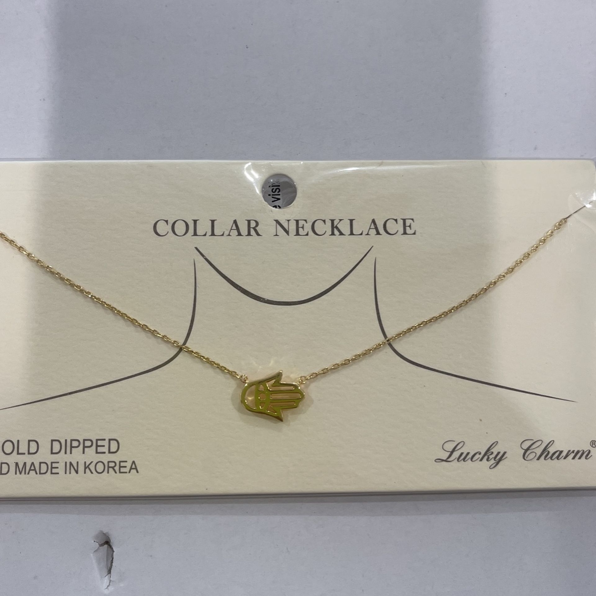New With Tags Collar Choker Necklace Hamza Hand Charm Gold Dipped