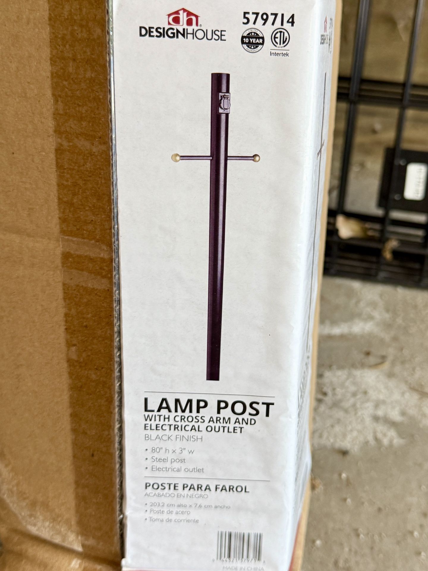 Design House Lamp Post with Cross Arm and Electrical Outlet