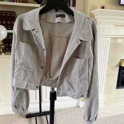 SHEIN cropped corduroy shacket