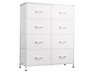 White 8-Drawer Fabric Dresser with Metal Frame