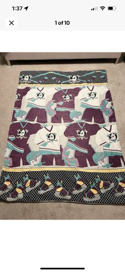 VTG 90s Disney ANAHEIM MIGHTY DUCKS twin size Comforter NHL Bedding  NHL