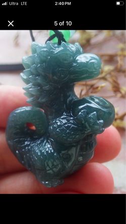 Certificate Jadeite jade hand carved Green cartoon Dragon Pendant