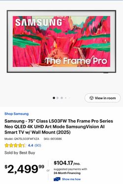 Samsung - 75" Class LSO3FW The Frame Pro Series Neo QLED 4K UHD Art Mode SamsungVision Al Smart TV