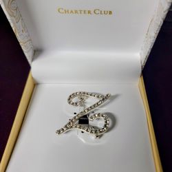Charter Club Beautiful "Z" Pin Initial Pin/Brooch New In The Box