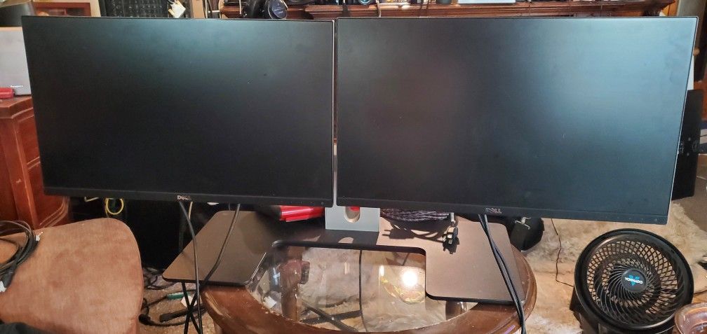 Dual Screen 27-in By Dell With Dual Stand With A Cord Management System Excellent Condition