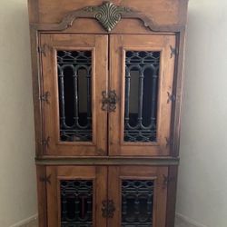 Beautiful Solid Wood / Iron Armoire - Well Made,  - 27 Inches Deep ,  45 Inches wide,  76inches Tall