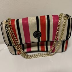Striped Multi Color Chain Shoulder Bag