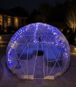 12x7 Ft Bubble Tent, PVC 360°View Clear Dome Tent for 4-5 Person, Weatherproof Garden Igloo Tent with 2 Ventilation Windows, Outdoor Igloo Bubble Dome