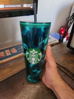 Starbucks Summer 2020 Teal Turquoise Green Blue Wave Venti Tumbler (24 oz)