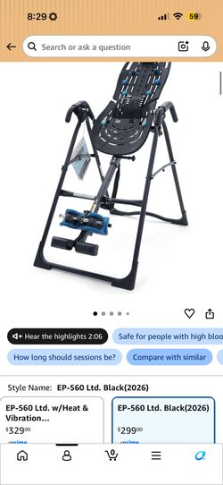 Cervical spine and EP-550 Inversion Therapy Table