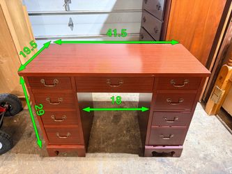 Mahogany Wood Pedestal Desk with Drawers