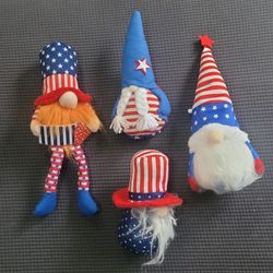 4 x Holidays Christmas / Patriotic Stuffed Gnomes