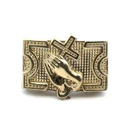 Men’s 10k Yellow Gold Praying Hands Cross Ring Size 11 GP3120229