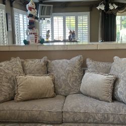 Beige Couch Set With Coffee And End Table 