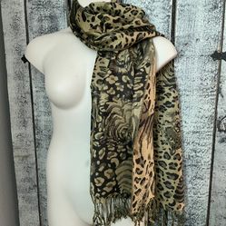 Black & Yellow Tiger Print Pashmina Scarf Wrap Brand New