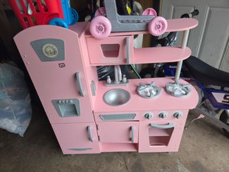 Play kitchen, cart, food accessories