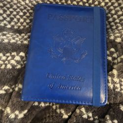 Passport storage wallet pen and card holder blue 