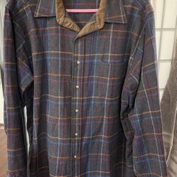 Vintage 1960s Men’s Pendleton Wool Lodge Shirt Brown Multi-Color Plaid XL RARE!