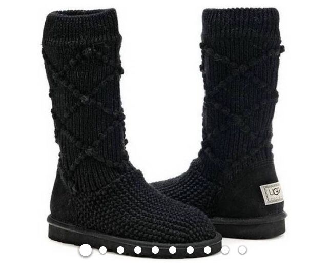 UGG Classic Argyle Knit Black Boots New Women’s Sz 7