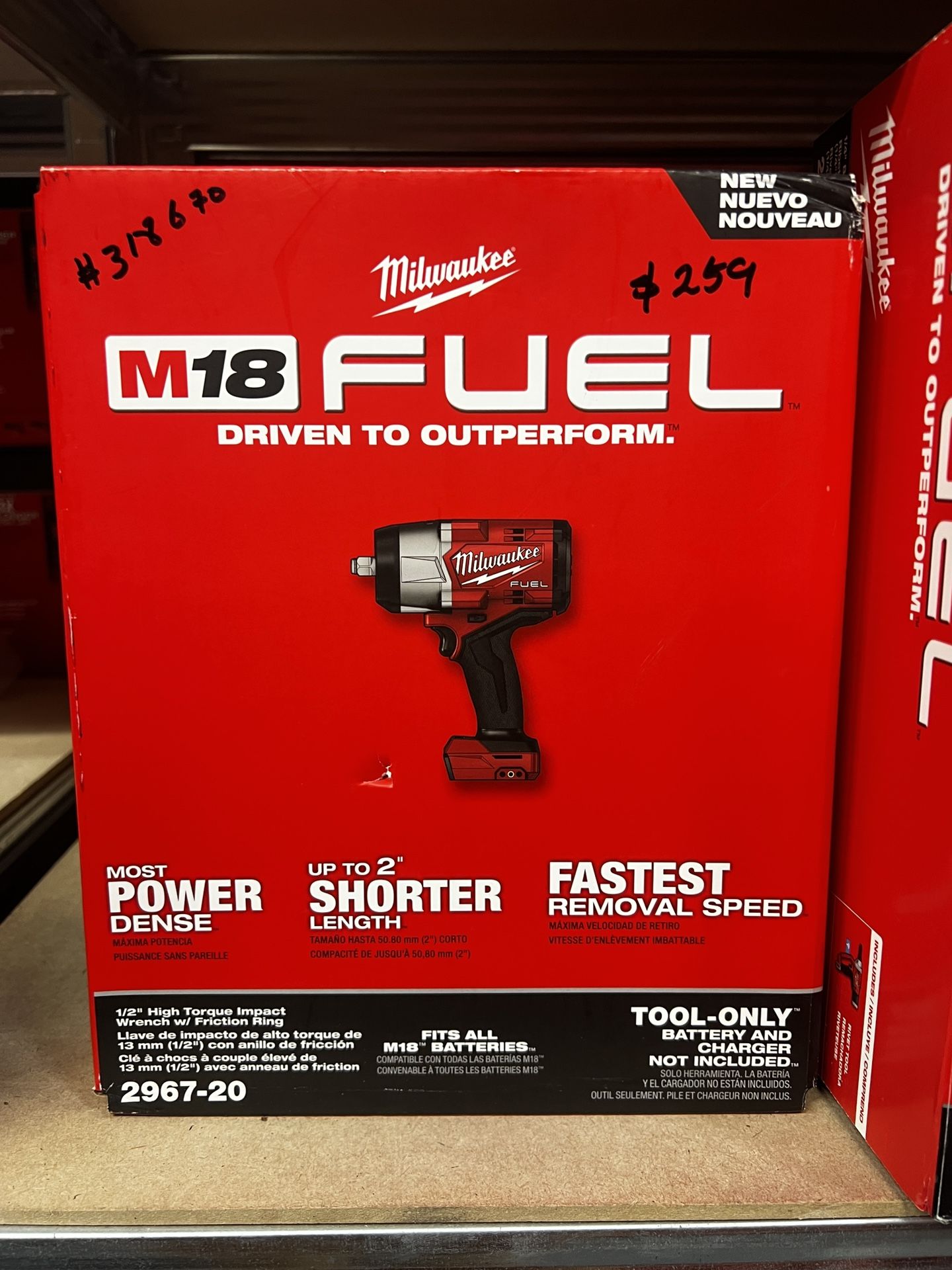 Milwaukee M18 FUEL 18V Lithium-Ion Brushless Cordless 1/2 in. Impact Wrench with Friction Ring (Tool-Only)