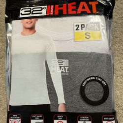BRAND NEW WITH TAGS NEVER WORN 32 Degrees Heat White Long Sleeve Crew Neck T Shirt 2 Pack Size S Small