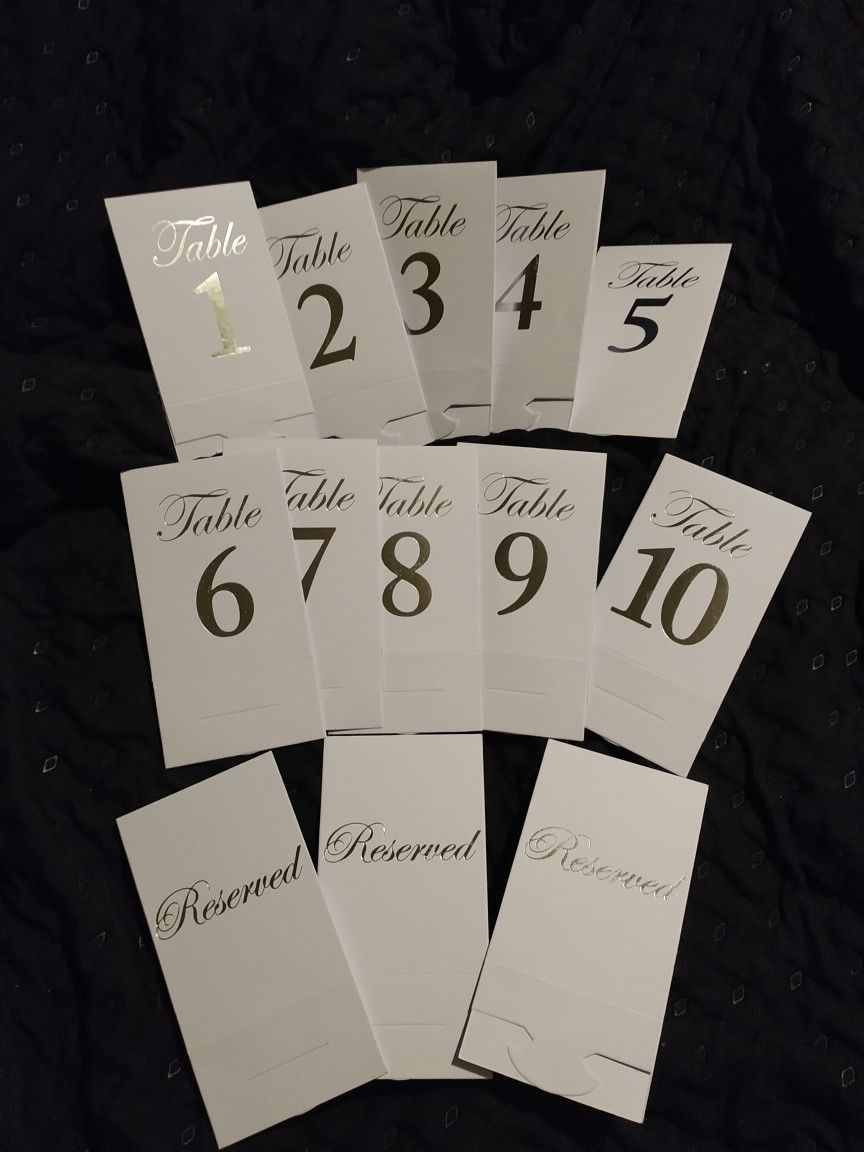 Table Number Cards 