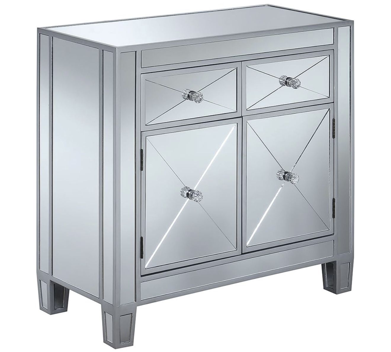 Convenience Concepts Gold Coast Vineyard - Pasillo Table with Mirror and 2 Cajones, Plated Color