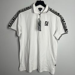 Just Cavalli Polo Shirt Mens Slim Fit Large White NWT