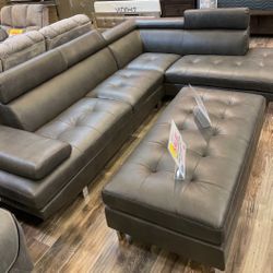 Holiday sale. Ibiza gray sectional with ottoman set only $999. Easy finance option. Same day delivery.