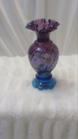 Signed Vintage Fenton  "Mulberry" Vase "50th Anniversary"
