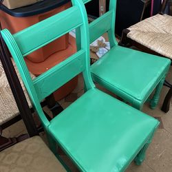 Two green chairs