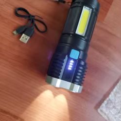 High Power LED Flashlights Camping Torch With 4 Lamp Beads And COB Side Light Rechargeable Portable Hand Lantern 4 Lighting Mode.